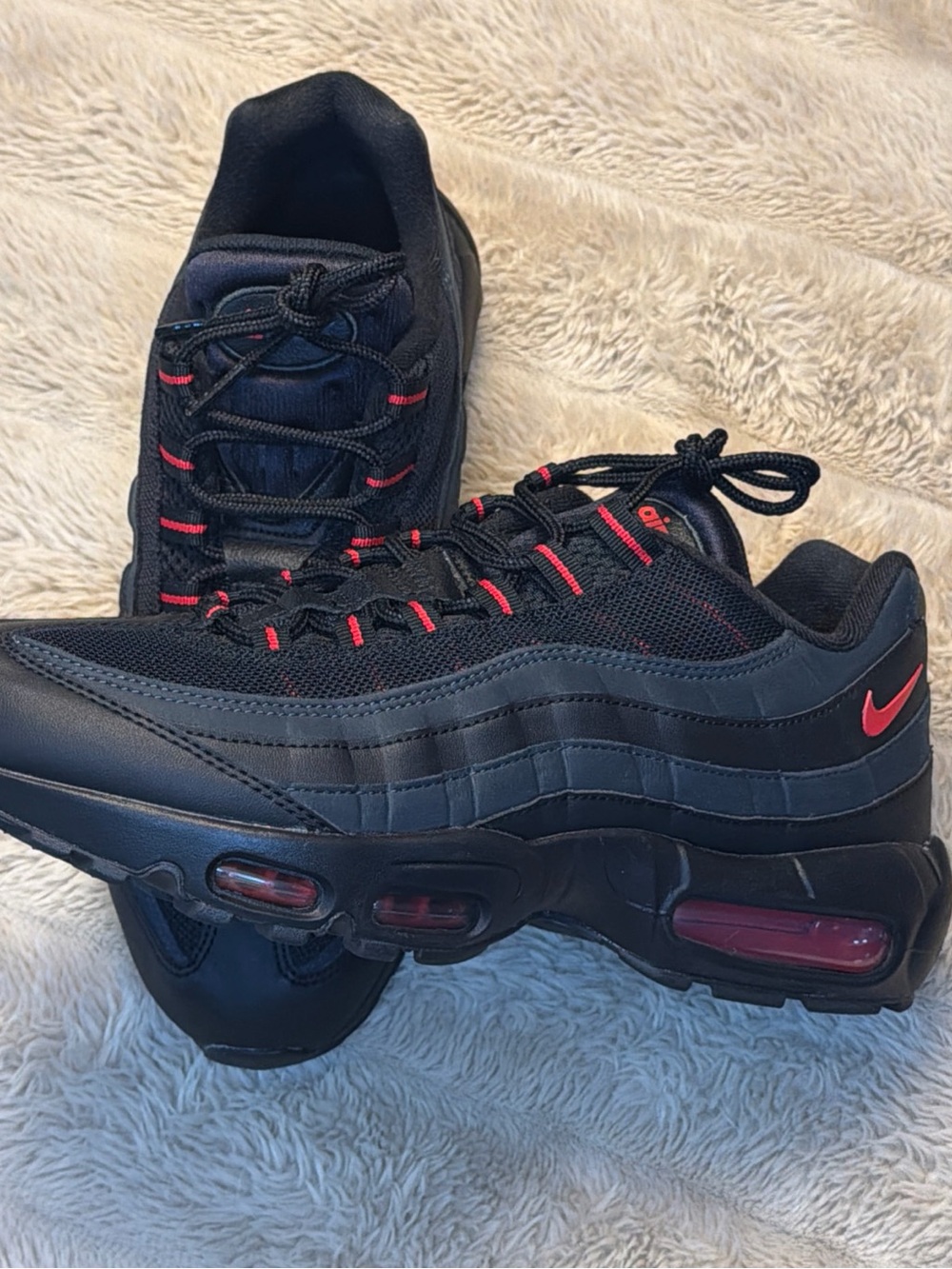 Nike Black Sneakers with Red Lace Accents - Picture 2 of 12